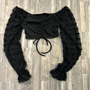 Ruched Off-Shoulder Crop Top